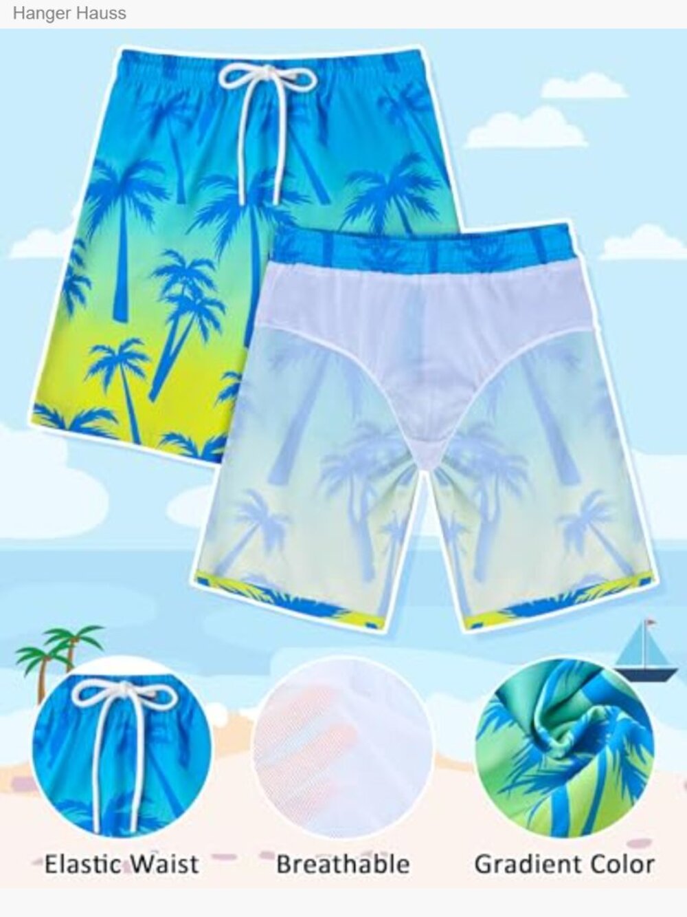 Boys Rash Guard Set - UPF 50+ Sun Protection Swim Trunks - Picture 6 of 7